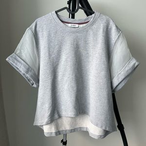 Max&Co Crewneck Top with See-through Sleeves